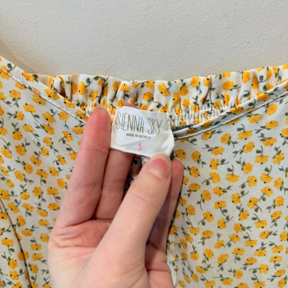Sienna Sky Yellow Ditsy-Print Scoop Neck Mini Dress - Picture 3 of 5